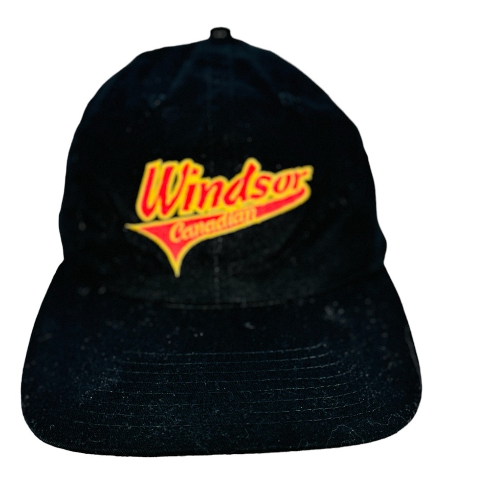 WINDSOR CANADIAN Whiskey BaseBall Cap Hat Black Strap back Advertising.